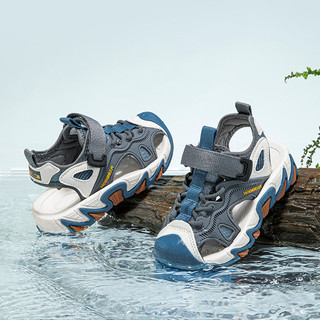 Sandal khóa dán bé trai HOBIBEAR E1010 Blue Gray có đế EVA cao 3cm dùng để đi học đi chơi