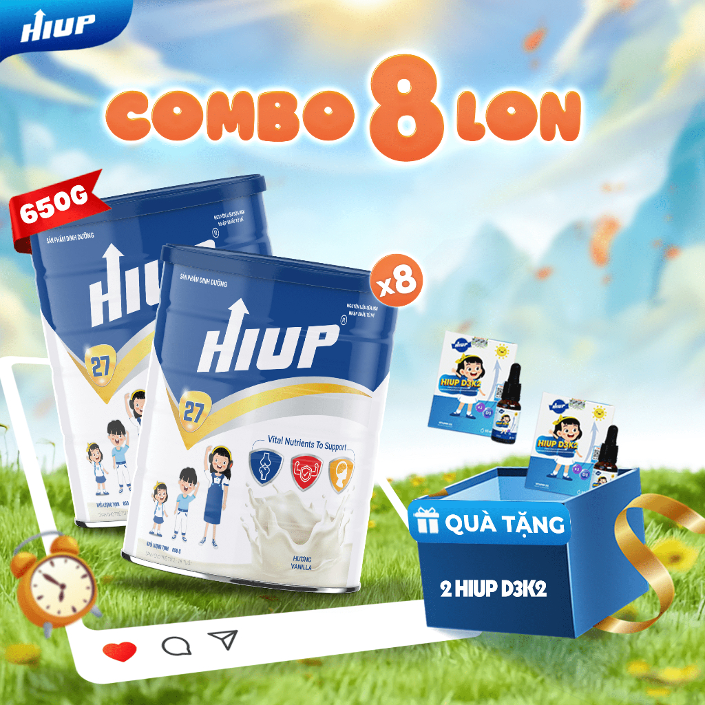 Ảnh Thực Phẩm Dinh Dưỡng Hiup [COMBO 8 LON] Tăng Chiều Cao, Tăng Cân Cho Trẻ Từ 2 Đến 15 Tuổi Từ Hoa Kỳ - Lon 650g 1