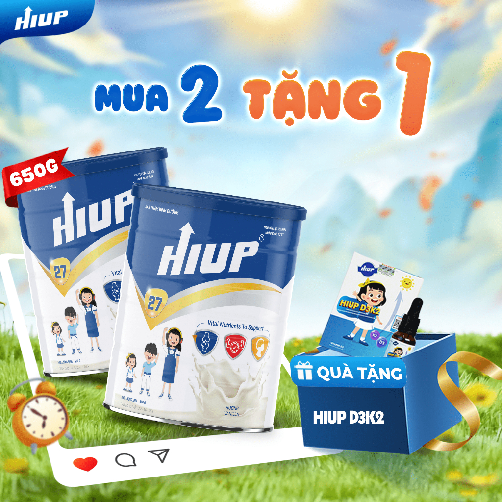 Ảnh Thực Phẩm Dinh Dưỡng Hiup Tăng Chiều Cao - COMBO 2 TẶNG 1 (VITAMIN D3K2) Cho Trẻ Từ 2 Đến 15 Tuổi, Nguyên Liệu Hoa Kỳ 1