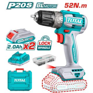 TOTAL Máy khoan không chổi than dùng pin 20V KÈM PIN SẠC TDLI205581 / TDLI205582
