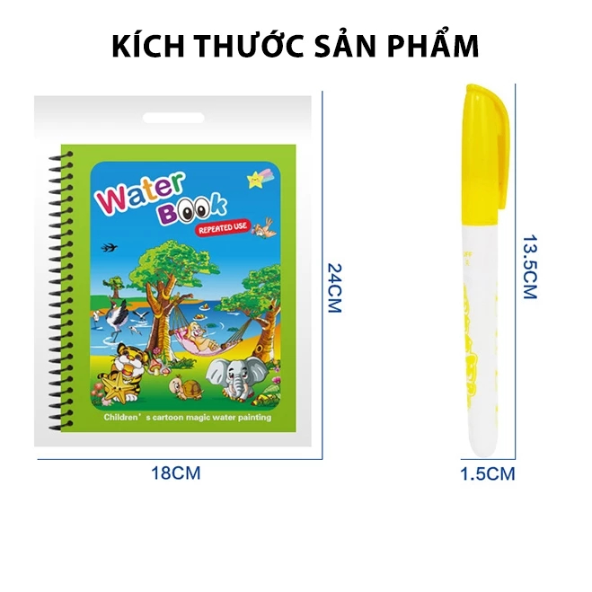 Combo 5 Cuốn Sách Tô Màu Nước Ma Thuật Cho Bé, Đồ Chơi Tranh Tô Màu Ma Thuật Nhiều Chủ Đề Cho Bé