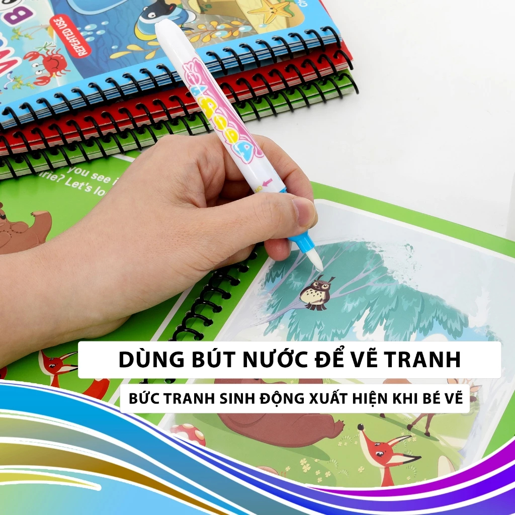 Combo 5 Cuốn Sách Tô Màu Nước Ma Thuật Cho Bé, Đồ Chơi Tranh Tô Màu Ma Thuật Nhiều Chủ Đề Cho Bé