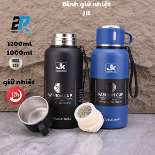 Bình nước giữ nhiệt inox 316 có nắp cốc dung tích 800ml 1000ml 1200ml hãng JK12h giữ nhiệt 18H