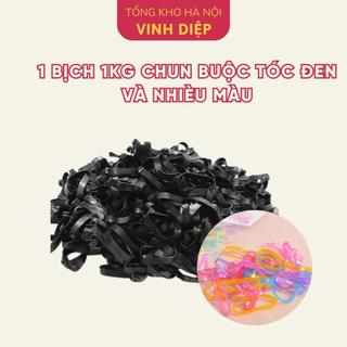 1 bịch 1kg chun buộc tóc, chun cột tóc nhiều màu dai tốt