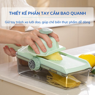 Máy Thái Rau Củ Đa Năng 3 Trong 1 Có Hộp Đựng Bào Sợi, Thái Lát, Cắt Nhanh Điều Chỉnh Lưỡi Dao