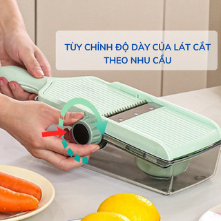 Máy Thái Rau Củ Đa Năng 3 Trong 1 Có Hộp Đựng Bào Sợi, Thái Lát, Cắt Nhanh Điều Chỉnh Lưỡi Dao