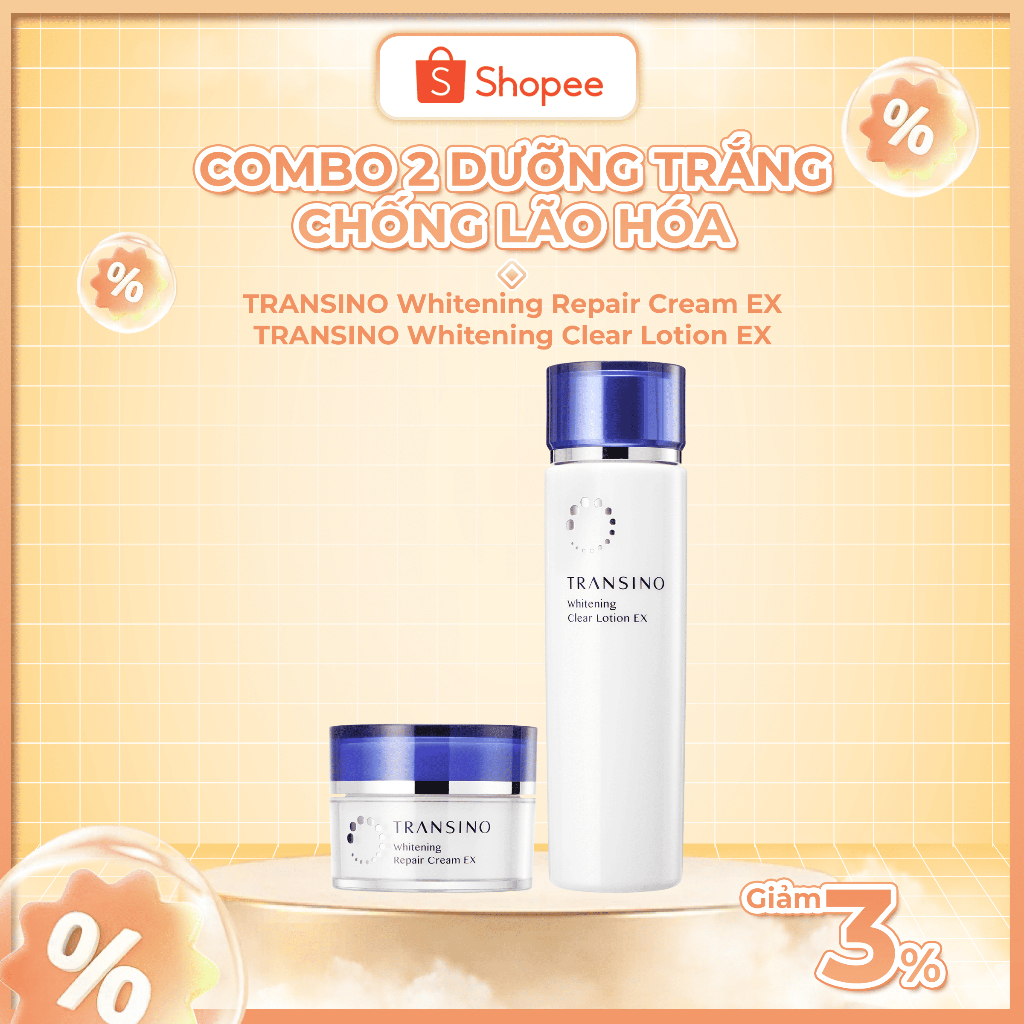 Ảnh Combo Dưỡng Trắng Chống Lão Hóa TRANSINO Whitening Clear Lotion - Whitening Repair Cream 2