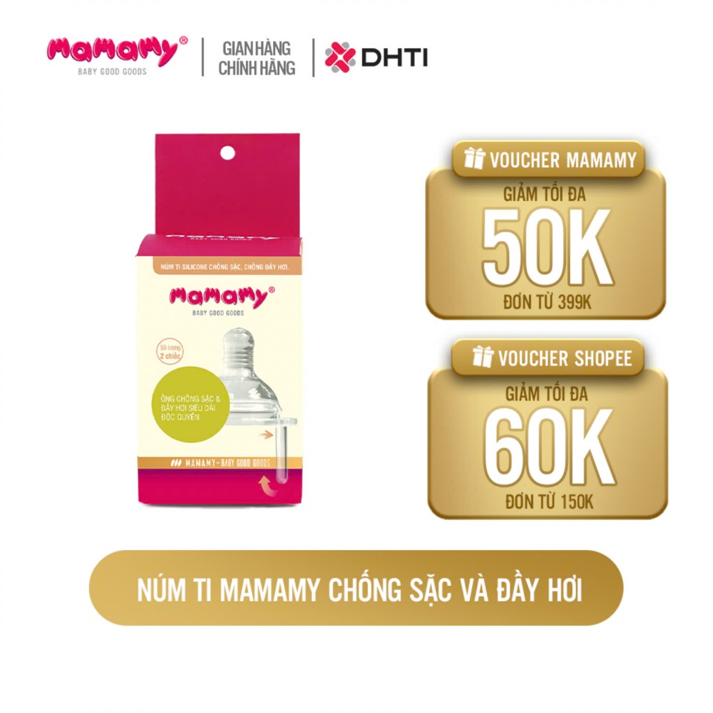 Ảnh Núm ti cao cấp Mamamy chống sặc và đầy hơi silicon bảo vệ hệ tiêu hóa cho bé 3 size cho trẻ sơ sinh tới 6 tháng 2