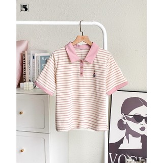 Áo Thun Polo Nữ Dáng Suông Họa Tiết Hình Gấu Dễ Thương TwentyFive Fashion 6645