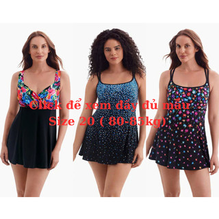 Size 20 ( 80-85kg) Váy bơi, bikini 1 mảnh kín đáo, che bụng, có 2 lớp, có đệm ngực, nhiều mẫu