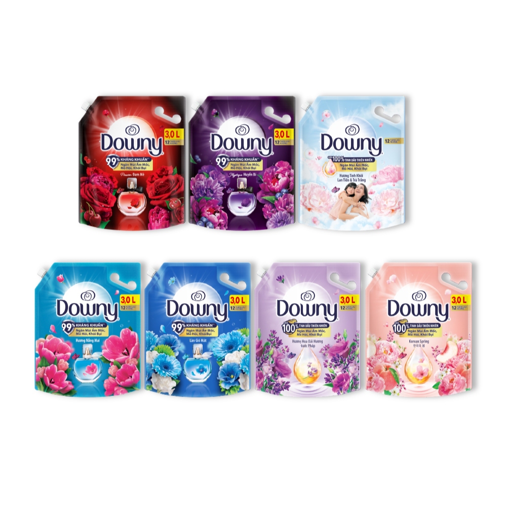 Ảnh Nước Xả Vải DOWNY Tinh Dầu Thiên Nhiên/ Nước Hoa Cao Cấp/ Chống Khuẩn Nhiều Mùi Hương Túi 3L-3.2L 1