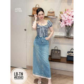 Áo sơ mi thô cổ vuông thắt nơ lưng chun #83583