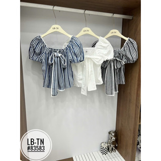 Áo sơ mi thô cổ vuông thắt nơ lưng chun #83583