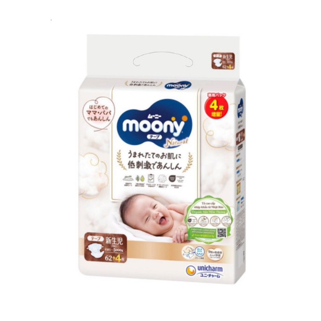 TÃ BỈM DÁN/QUẦN MOONY NATURAL NHẬT SIZE NB66/S60/M46/L38/L36/XL....