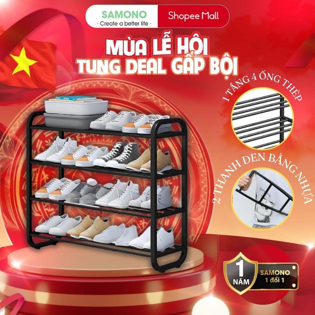 Ảnh Kệ Để Giày 4 Tầng 5 tầng Samono BFS221201 Thiết Kế Thông Minh Gọn Nhẹ Chắc Chắn Dễ Dàng Lắp Ráp 1