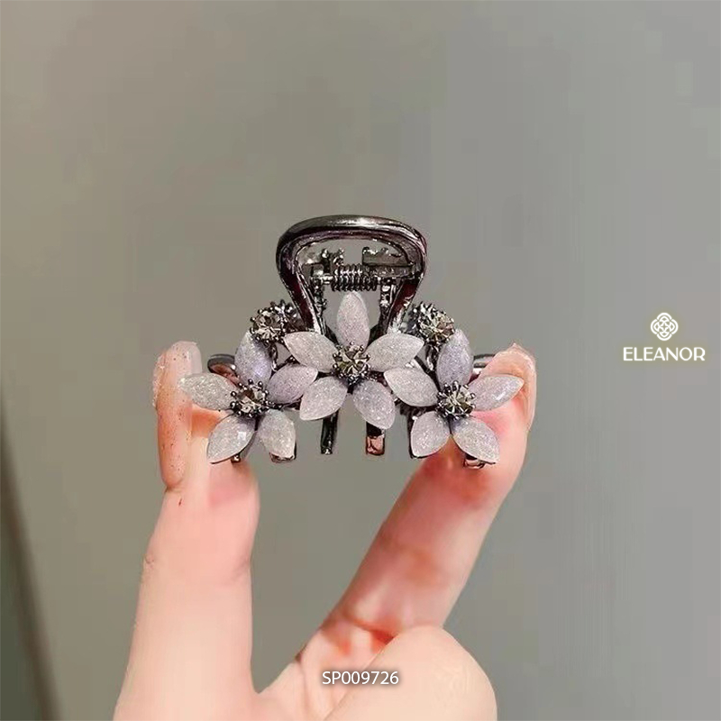 Kẹp tóc nữ càng cua Eleanor Accessories hình bông hoa đính đá phụ kiện tóc kẹp tóc mái mini 9726