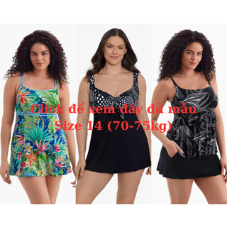 Size 14 (70-75kg) Váy bơi, bikini đi biển kín đáo che bụng,vải 2 lớp cao cấp, hàng VNXK LONGITUDE