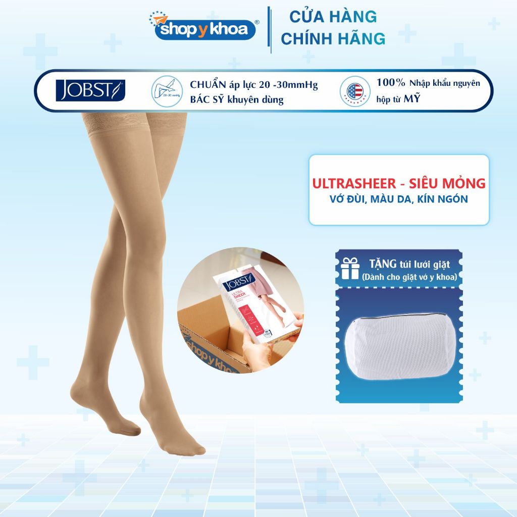 Ảnh Vớ Y Khoa Siêu Mỏng JOBST UltraSheer - Vớ Đùi, Màu Da, Kín Ngón, Áp Lực 20-30mmHg, 2 Chiếc (Tất Y Khoa) 1