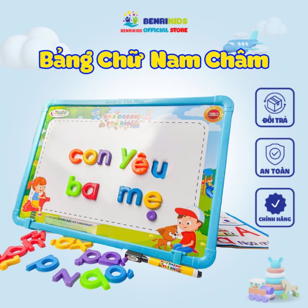 Ảnh Bảng Nam Châm Học Chữ Cái Tiếng Việt Sato Kết Hợp Cho Chơi Con Rắn Vui Nhộn 1
