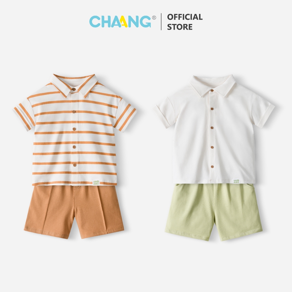 [CHAANG 9-36M] Bộ quần áo polo cộc tay cúc giữa Bloom cho bé trai