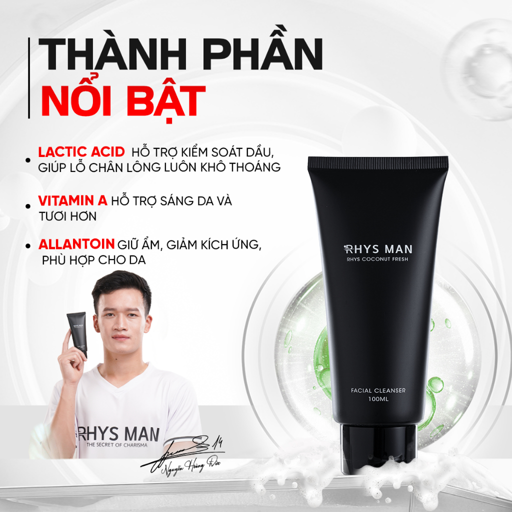 Ảnh Sữa rửa mặt nam RHYS MAN hương dừa thơm mát Rhys Coconut Fresh 100ml 2