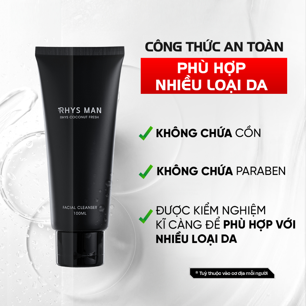 Ảnh Sữa rửa mặt nam RHYS MAN hương dừa thơm mát Rhys Coconut Fresh 100ml 1