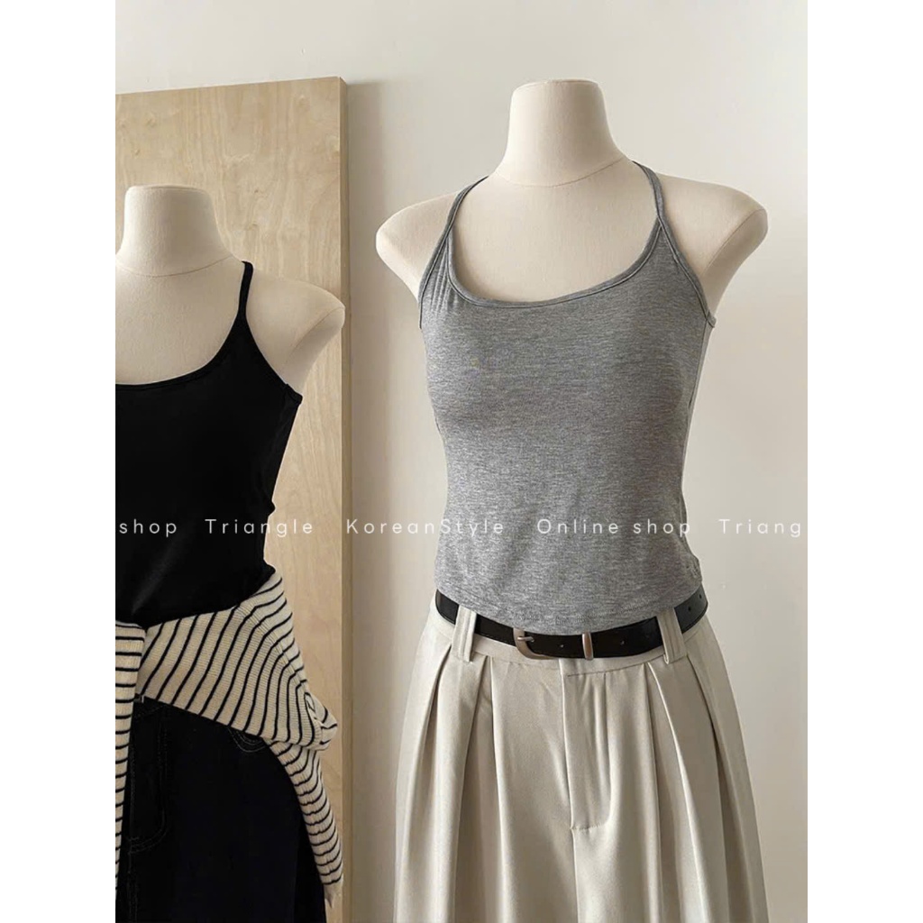 Triangle - Basic bra - Áo balo bra quai dây mảnh có đệm mút chất vải thun mềm mại, thấm hút mồ hôi tốt, dành cho mùa hè