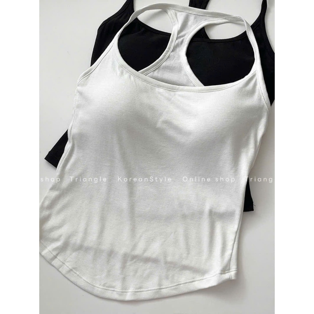 Triangle - Basic bra - Áo balo bra quai dây mảnh có đệm mút chất vải thun mềm mại, thấm hút mồ hôi tốt, dành cho mùa hè