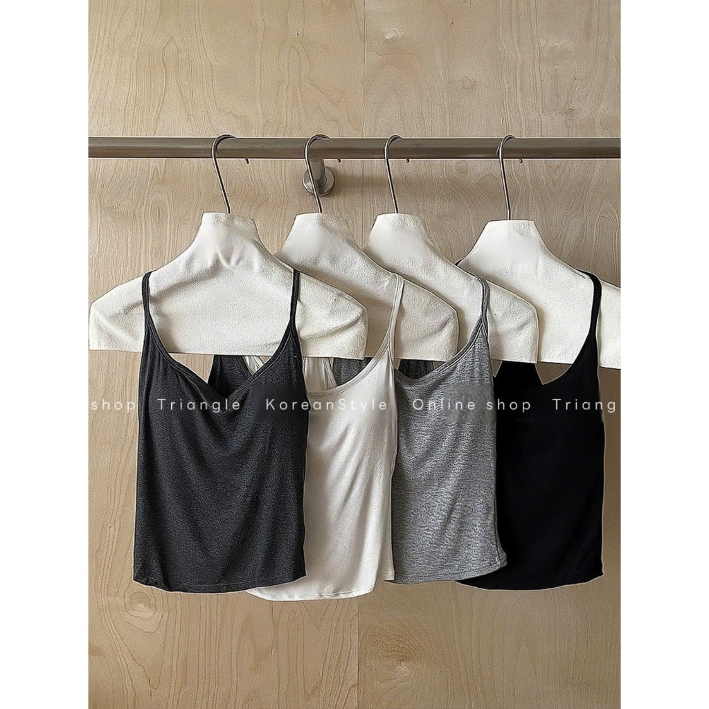 Triangle - Basic bra - Áo balo bra quai dây mảnh có đệm mút chất vải thun mềm mại, thấm hút mồ hôi tốt, dành cho mùa hè