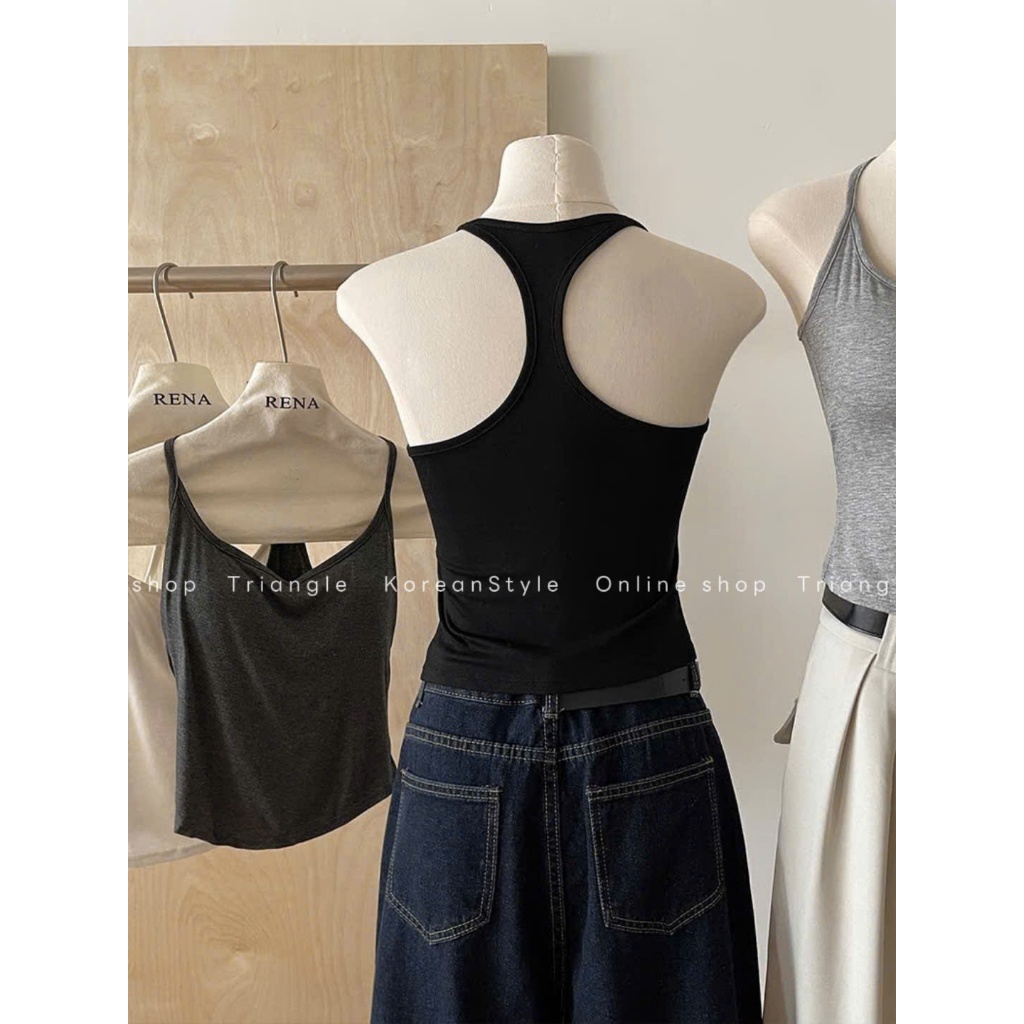 Triangle - Basic bra - Áo balo bra quai dây mảnh có đệm mút chất vải thun mềm mại, thấm hút mồ hôi tốt, dành cho mùa hè