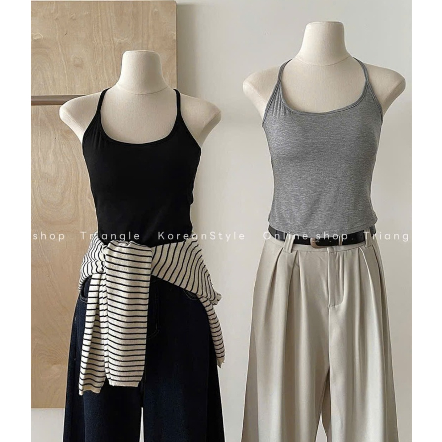 Triangle - Basic bra - Áo balo bra quai dây mảnh có đệm mút chất vải thun mềm mại, thấm hút mồ hôi tốt, dành cho mùa hè