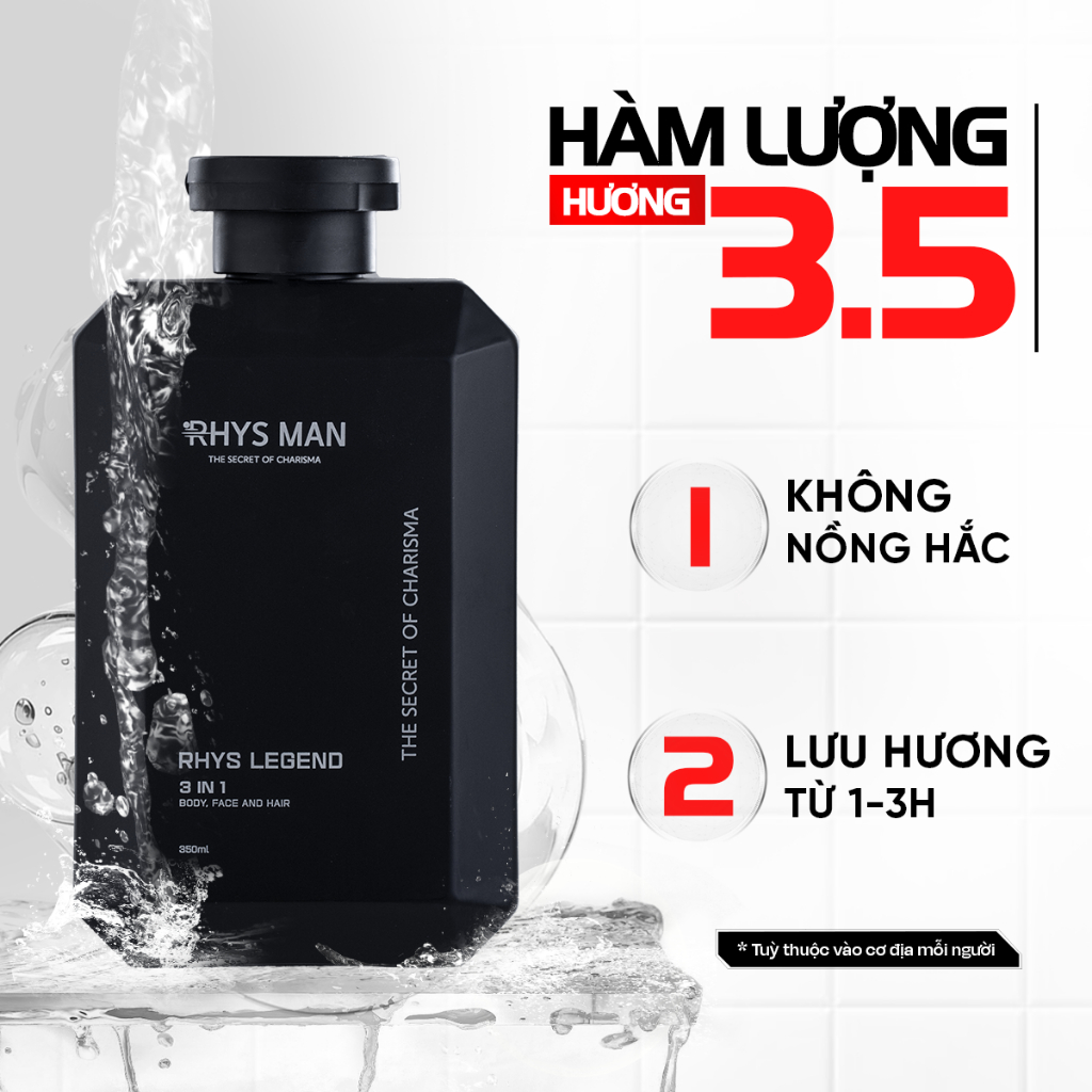 Ảnh Combo Sữa tắm gội nam 3in1 350ml & Sữa rửa mặt nam 100ml RHYS MAN 3