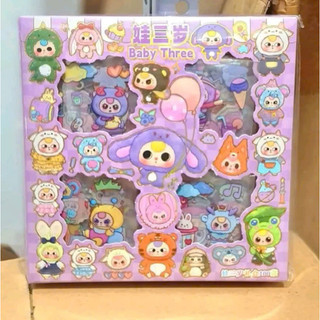 Hộp Sticker BABY THREE, LABUBU Dễ Thương Cho Cả Bạn Và Bé Yêu Gồm 96 Tấm