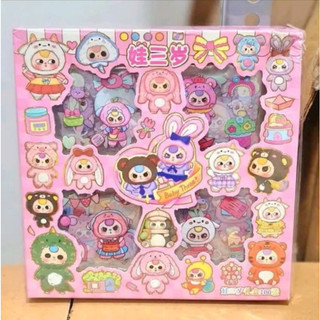 Hộp Sticker BABY THREE, LABUBU Dễ Thương Cho Cả Bạn Và Bé Yêu Gồm 96 Tấm