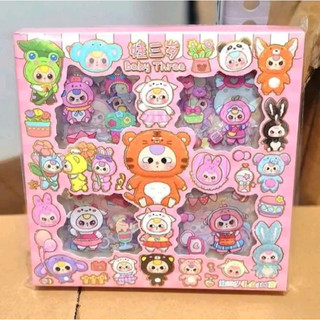 Hộp Sticker BABY THREE, LABUBU Dễ Thương Cho Cả Bạn Và Bé Yêu Gồm 96 Tấm