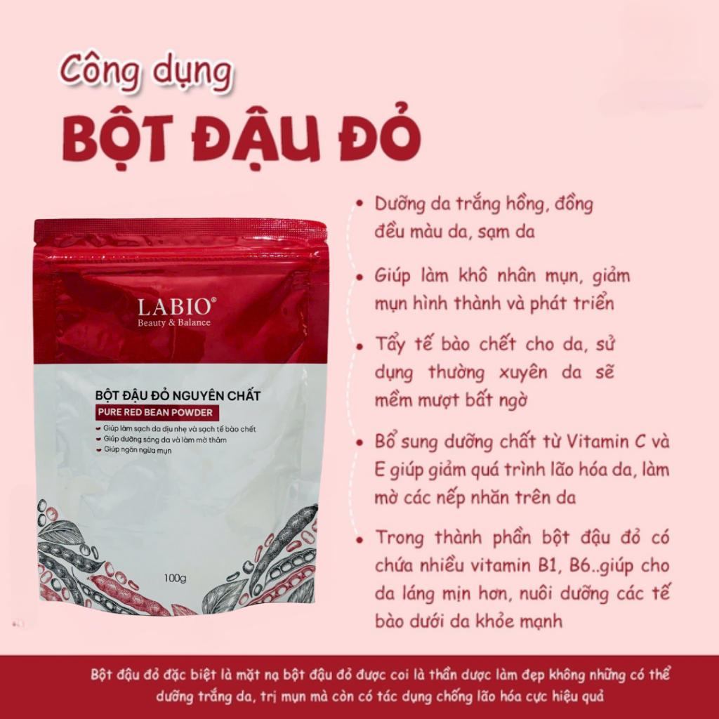 Ảnh Bột đậu đỏ tắm trắng body LABIO hỗ trợ tẩy da chết nhỏ lỗ chân lông giúp da sáng mịn 100g 2