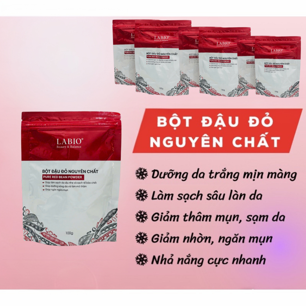 Ảnh Bột đậu đỏ tắm trắng body LABIO hỗ trợ tẩy da chết nhỏ lỗ chân lông giúp da sáng mịn 100g 1