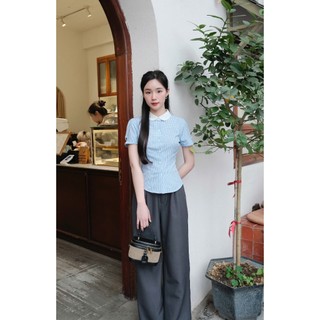 Áo sơ mi caro nữ chất poplin, cổ sen dáng ôm nhẹ tôn dáng nhẹ nhàng thanh lịch - Mio Lady AO008