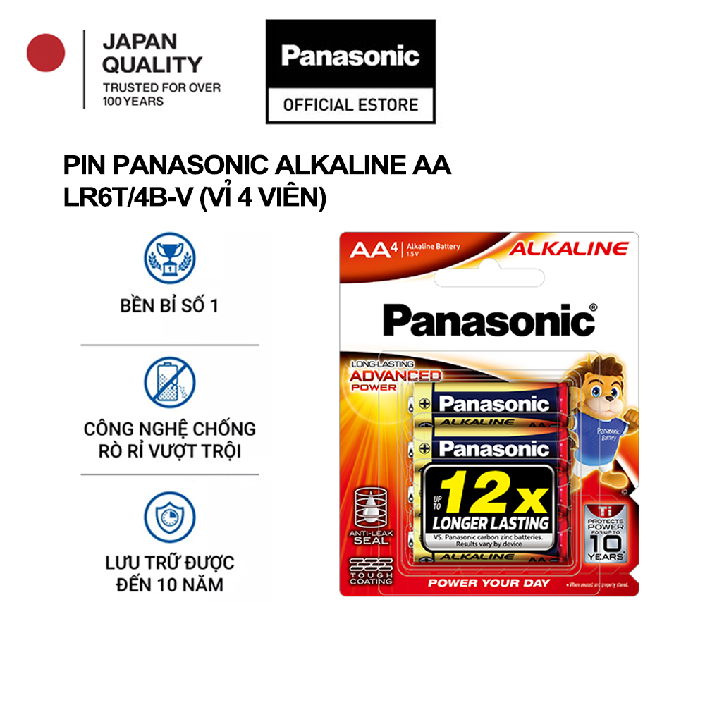 Ảnh ] Pin Panasonic Alkaline AA LR6T/4B-V (Vỉ 4 viên) – Hàng Chính Hãng 1