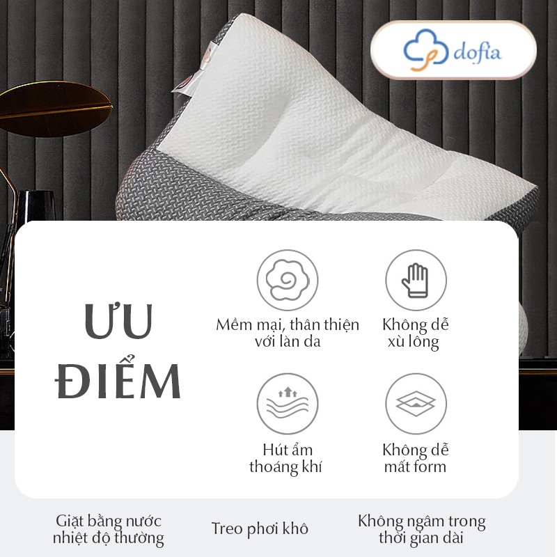 Ảnh Gối công thái học Dofia chống đau mỏi cổ vai gáy Dofia sợi bông 3d êm ái DF-P001A 4