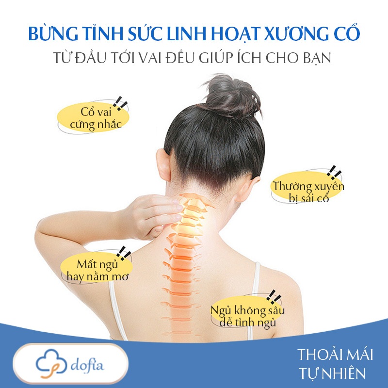 Ảnh Gối công thái học Dofia chống đau mỏi cổ vai gáy Dofia sợi bông 3d êm ái DF-P001A 2