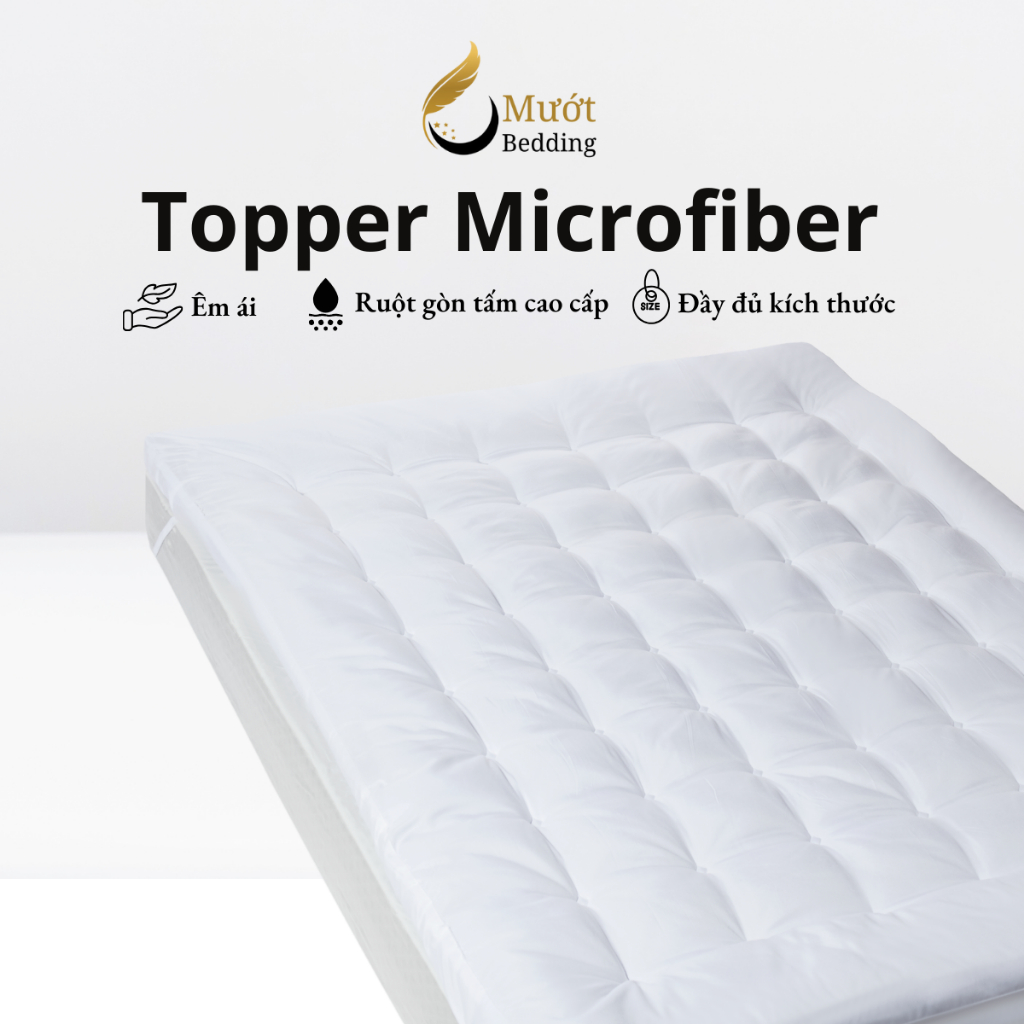 Topper Gòn Microfiber Mướt bedding đầy đủ Size dày dặn chất liệu Cao ...