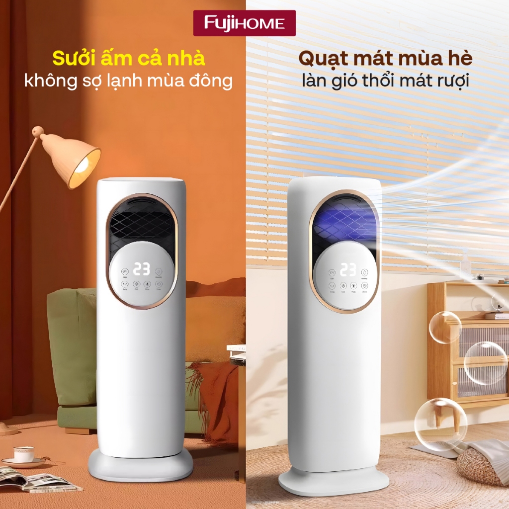 Ảnh Quạt Làm Mát, Sưởi Ấm và Tạo ẩm 4 mùa Fujihome AC01 Màn hình điều khiển LED cảm ứng - BH 24 tháng 4