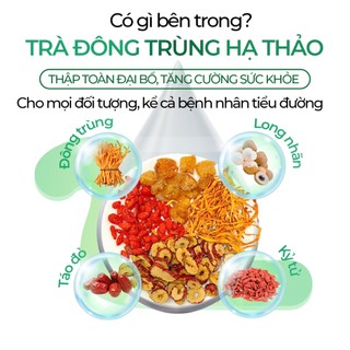 [COMBO 20 GÓI] Trà Đông Trùng Tứ Vị Sunbeleaf - Tăng Cường Sinh Lực, Bồi Bổ Cơ Thể, Vị Thơm Dễ Uống