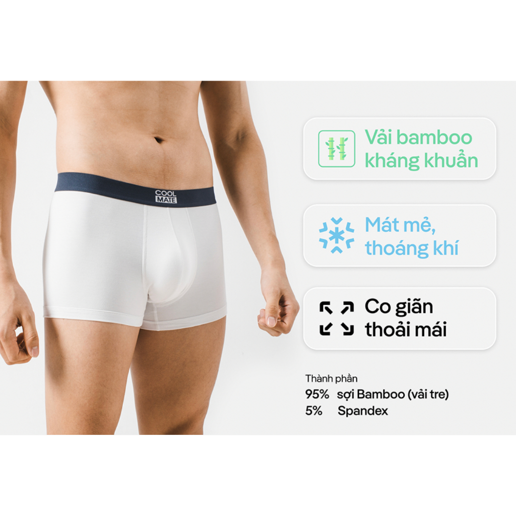 [TẶNG QUÀ ĐƠN 329K]Combo 5 quần lót sịp nam trunk bamboo mềm mại, kháng khuẩn, thấm hút Coolmate [Màu ngẫu nhiên]