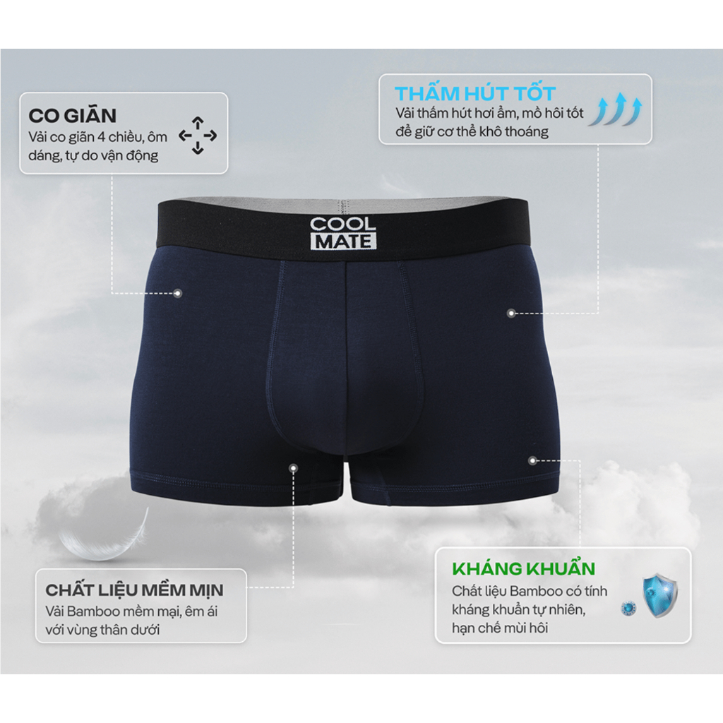 [TẶNG QUÀ ĐƠN 329K]Combo 5 quần lót sịp nam trunk bamboo mềm mại, kháng khuẩn, thấm hút Coolmate [Màu ngẫu nhiên]