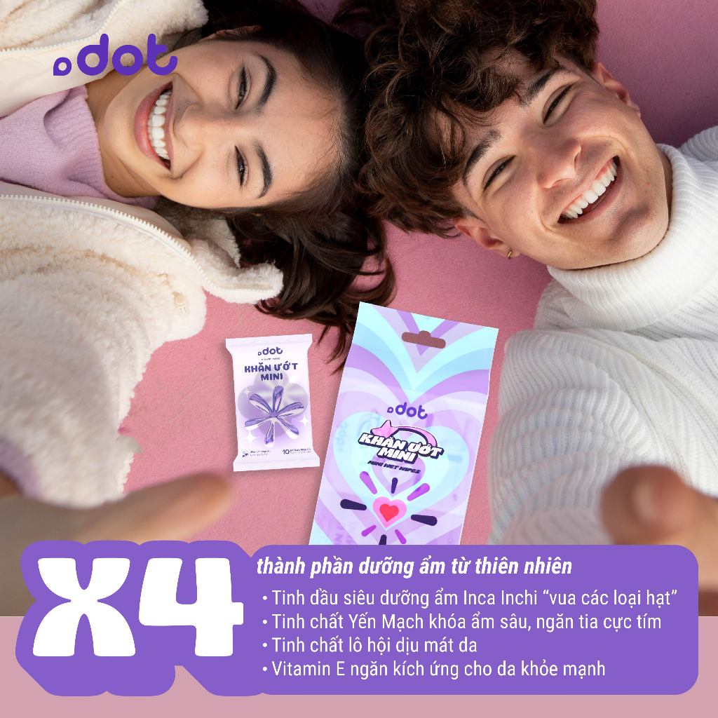 Ảnh Lốc 6 gói khăn ướt mini Dot 10 tờ không mùi, khăn giấy ướt nhỏ gọn tiện lợi 2