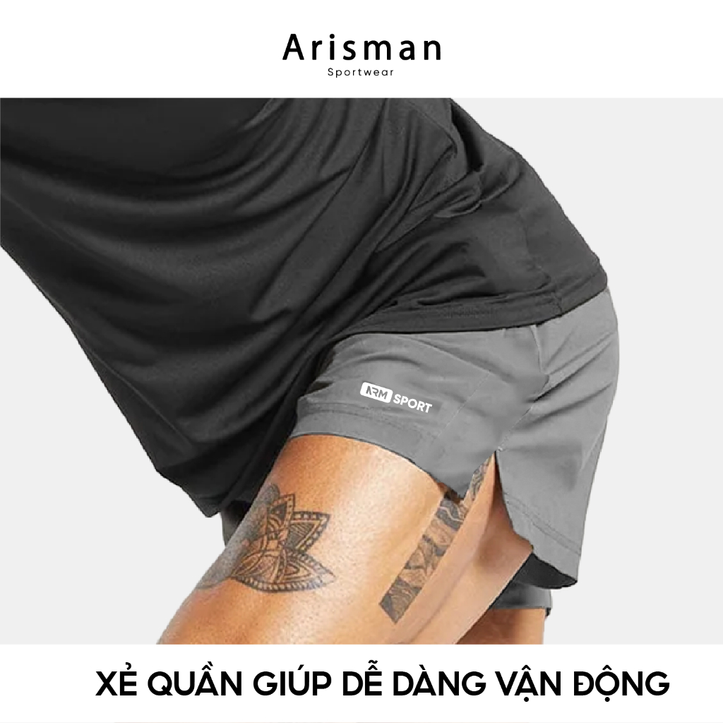 Quần Short Thể Thao Nam ARM, Quần Cạp Chun COOLFAST có dây rút Tập Gym, Chạy Bộ Thoải Mái