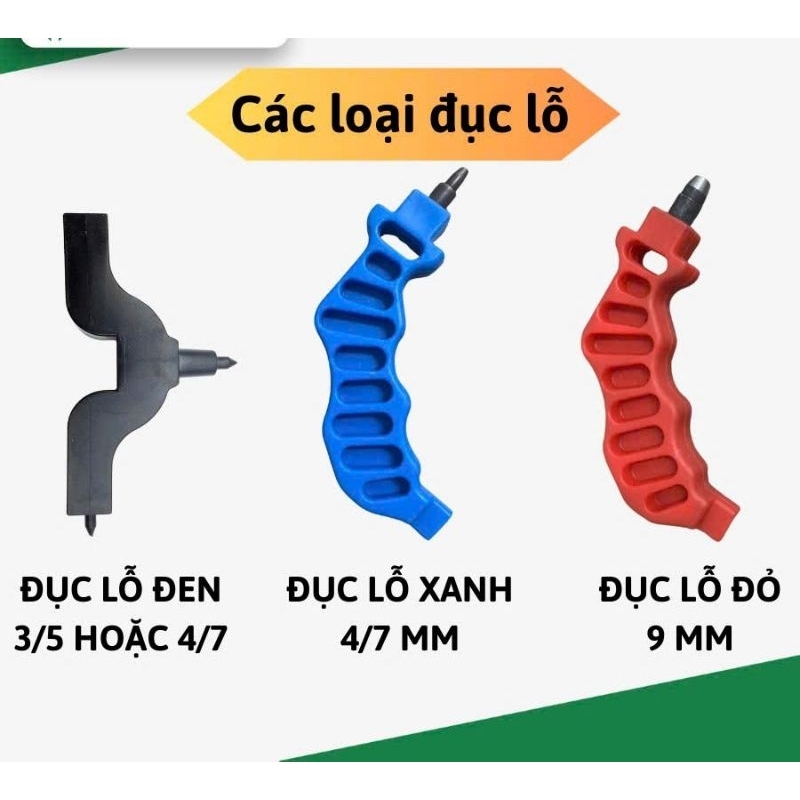 dùi đục lỗ 5mm hoặc 7mm , 9mm tùy chọn , đục lỗ xài cho khởi thủy 6mm ra dây 6mm hoặc 8mm , 10x12,8x10