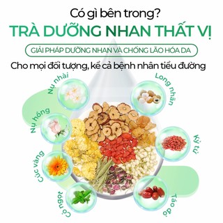 Trà Dưỡng Nhan 7 Vị Hoa Hồng Sunbeleaf - Dưỡng Trắng Da, Giảm Mụn, Giảm Cân, Chống Lão Hóa - Hộp 10 Đến 20 Gói